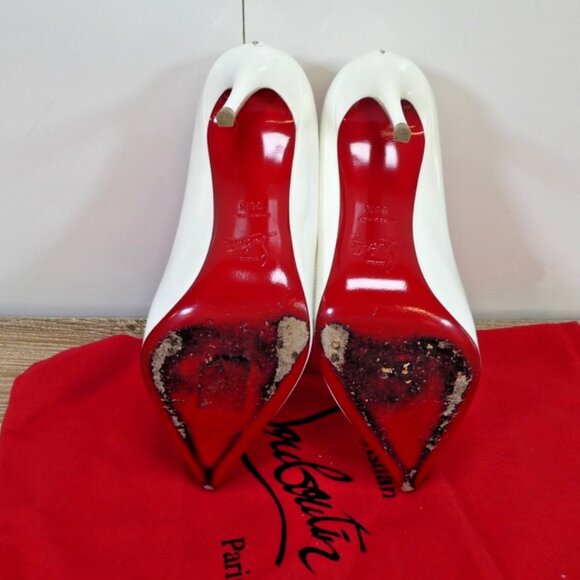 Christian Louboutin White Patent Leather Hot Chick Pumps - Picture 6 of 7